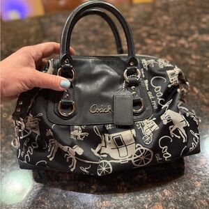 Coach Black and White Graphic Satchel